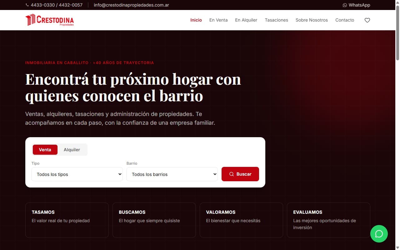 Home de Crestodina Propiedades con buscador de propiedades